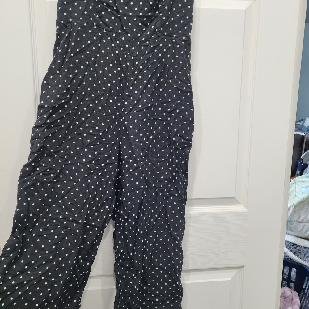 Old Navy Black Jumpsuit with White Polka Dots